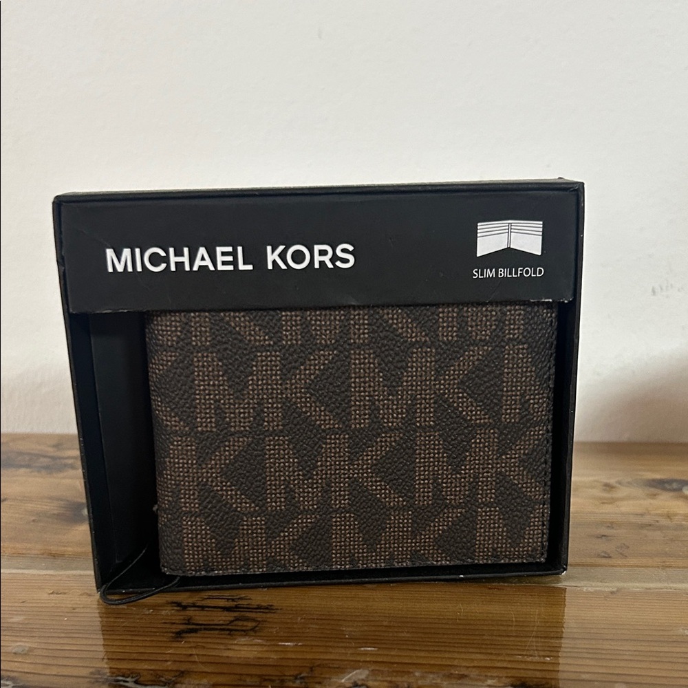 Michael Kors Black and Brown Monogram Billfold